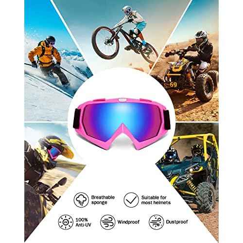 KEMIMOTO Dirt Bike Goggles - Motocross & ATV/UTV Goggles with Anti UV Protection
