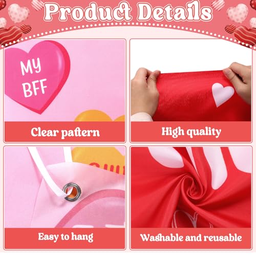Valentine's Day Candy Heart Photo Prop Selfie Frame Valentine's Day Party Decoration Sweet Candy Conversation Hearts Hangi...