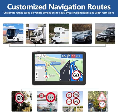 GPS Navigator for Car Truck RV, 7 Inch Touch Screen, Latest 2025 Maps for Car GPS, Support Voice Turn-by-Turn Guidance, Sp...