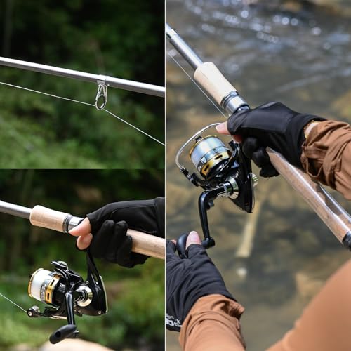 2PCS Fishing Pole Combo,Carbon Fiber Fishing Pole ，12 +1 Shielded Bearings Stainless Steel BB Spinning Reels Fishing Carri...