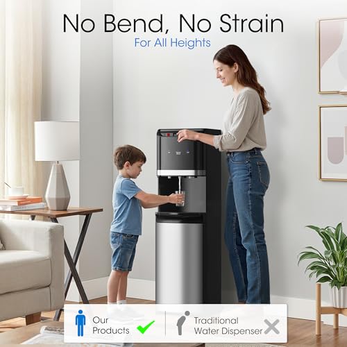 Tehanld Bottom Loading Water Cooler Dispenser for 5 Gallon Bottles,Stainless Steel Water Cooler with 3 Temperature -Hot, C...