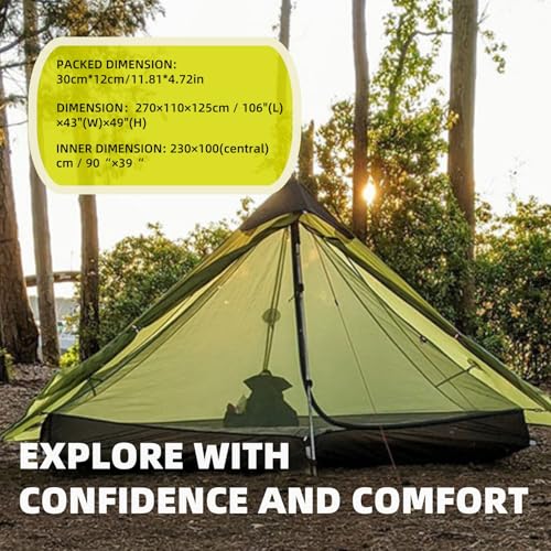 3FULGEAR Ultralight Tent for Backpacking, LANSHAN 1 Trekking Pole Tent 1 Person 3/4 Season Lightweight Easy Set Up Double ...