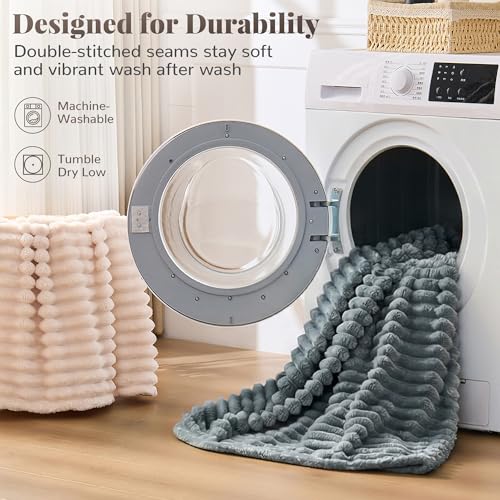 SUPRYNEX Gray Fleece Twin Size Blanket for Bed, Super Soft Cozy Blanket for Home Decor, Perfect Cozy Gifts for Women Men G...