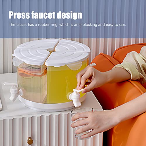 Beverage Dispenser for Fridge, 5.5 L Rotating Plastic Drink Dispenser for Fridge, 4 Compartment Cooler Bottle with Lid and...