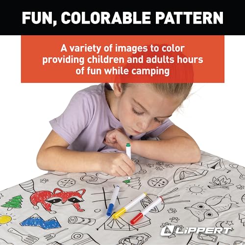 Lippert Color Escape Vinyl Tablecloth/Bench Cover Set for Camping and Picnics with 100% PEVA Material, Waterproof and Stai...