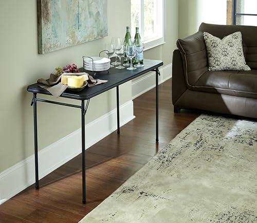 COSCO 20" x 48" Vinyl Top Folding Table, Black