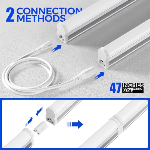 Barrina LED T5 Integrated Single Fixture, 4FT, 2200lm, 6500K (Super Bright White), 20W, Utility Shop Light, Ceiling and Un...