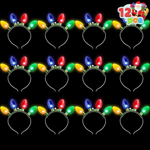 JOYIN Christmas LED Headband Light Up Bulb with 4 Colorful LED Bulbs for Adults Christmas Party Supplies Xmas Accessories