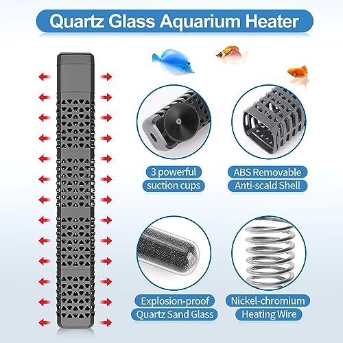 HiTauing Aquarium Heater, Upgraded 300W/500W Fish Tank Heater with Intelligent Leaving Water Automatically Stop Heating an...