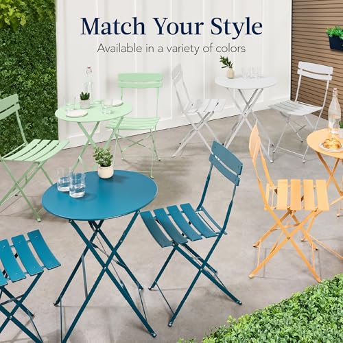 Best Choice Products 3-Piece Bistro Set, Space Saving Folding Design, Solid Steel, Outdoor Patio Furniture Set w/ 2 Chair...