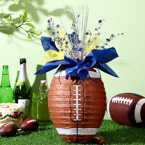 Rossesay 26 Pieces Football Paper Lantern Centerpieces Decorations Football Table Centerpieces with Metallic Foil Spray Ce...