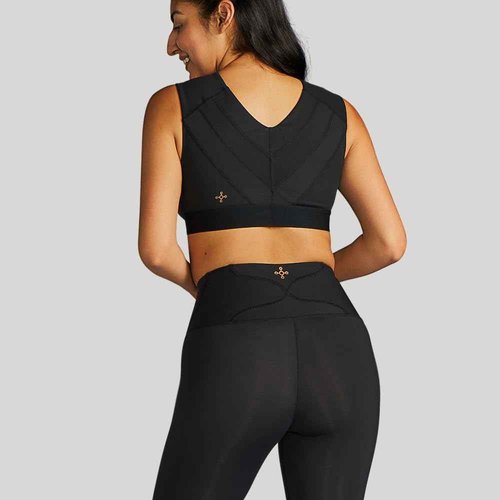 Tommie Copper Lower Back Support Compression Capri Leggings for Women, Flattering Fit, Sweat Wicking, Breathable, Black, Small