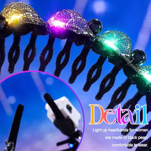 Kilshye Light Up Headband LED Black Hair Band Rave Hair Accessories for Women