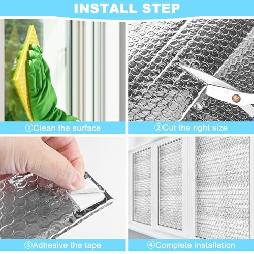 MYFAMIREA Double Reflective Insulation Roll 23.6IN x 10FT Bubble Aluminum Foil Sheet Thermal Insulation for Summer Heat, 3...