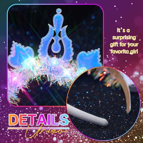 Urieo Ball Light Up Headband Led Colorful Headpiece Glow Party Crown Christmas Hair Accessories for Women