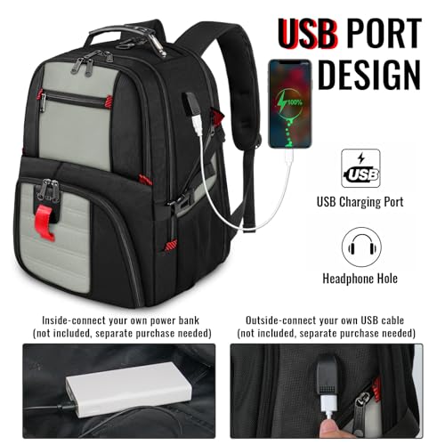 YOREPEK Travel Backpack, 50L Laptop Backpacks for Men Women, Water Resistant Airline Approved Bag with USB Charging Port F...