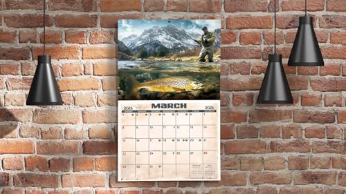 2026 Fresh Water Fishing Illustrated Wall Calendar 16-Month X-Large Size 14x22, Fishing Calendar by The KING Company-Monst...