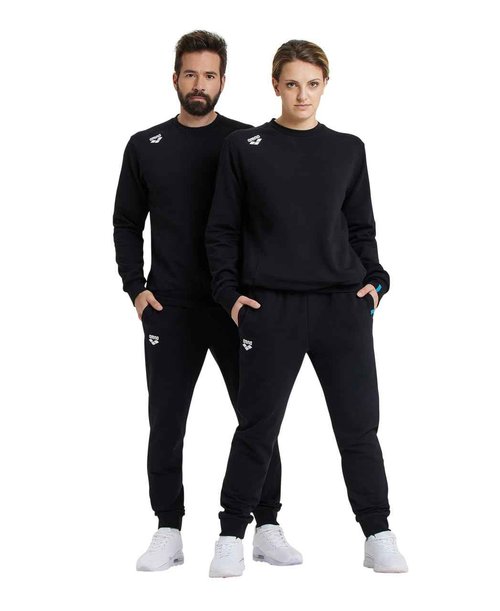 ARENA Unisex Adults Solid Cotton Sweatshirt Active Men’s and Women’s Long Sleeve Crew Neck Regular Fit Pullover Top, Black, Medium