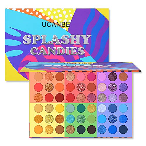 UCANBE 54 Colors Splashy Candies Eyeshadow Palette, Highly Pigmented Matte Shimmer Soft Creamy Glitter Rainbow Bright Powd...