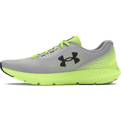 Under Armour Boys' Grade School Charged Rogue 4, (101) Mod Gray/Morph Green/Black, 3.5, US
