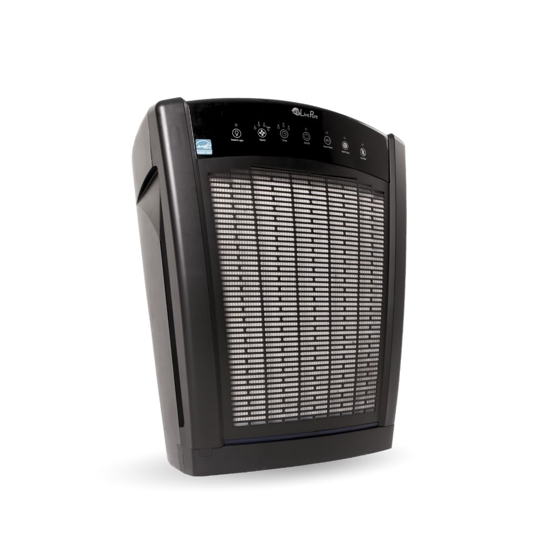 LivePure Bali Series Multi-Room Whole House Large Console Air Purifier, True HEPA Filter Captures Allergens, Smoke, Mold, Pollen, Dust Mites, Slate Black