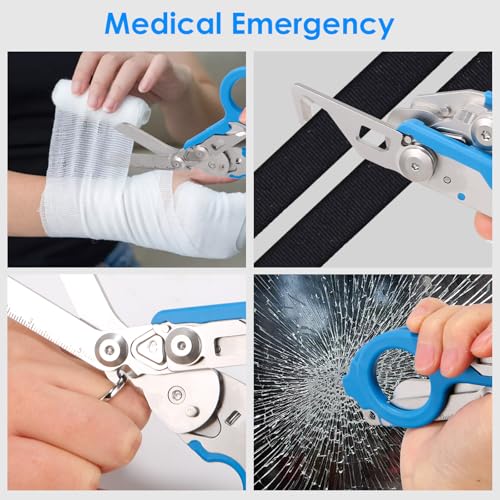 6 in 1 trauma shears, Folding Retractable Emergency Shears, Outdoor Camping Tools, Seat Belt Cutter, Oxygen Cylinder Wrenc...