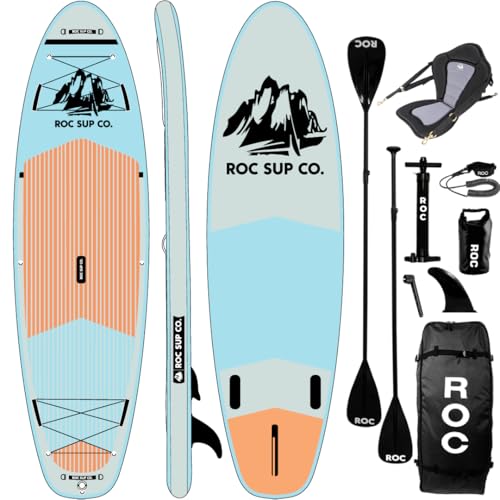 Roc Inflatable Stand Up Paddle Boards with Premium SUP Paddle Board Accessories, Wide Stable Design, Non-Slip Comfort Deck...