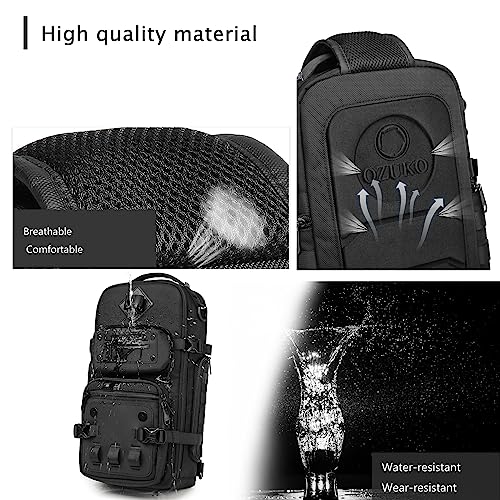 OZUKO Tactical Backpack Chest Sling Bags for Men, Waterproof Crossbody Shoulder Daypack for Outdoor Walking Hiking Trekkin...
