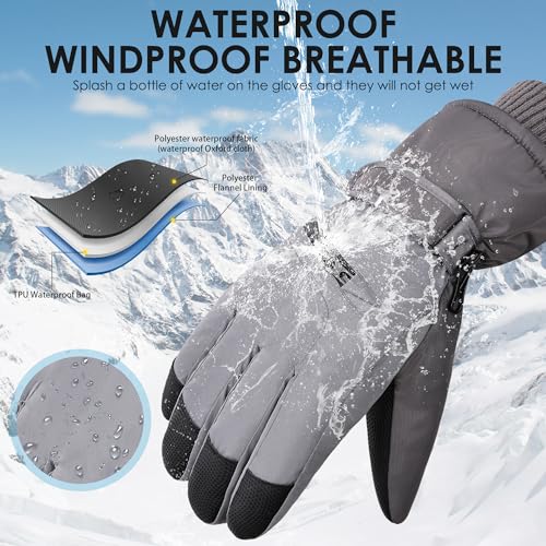 Gilotop Winter Ski Gloves for Men & Women - Waterproof Thermal Windproof with Touchscreen,Non-Slip Grip for Outdoor Skiing...