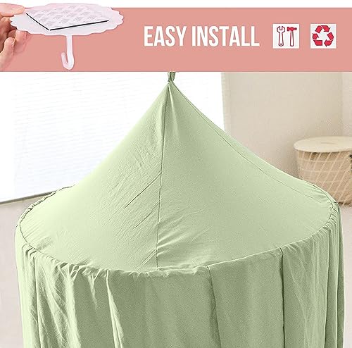Bunnikins & Clover Bed Canopy for Girls Boys Bedroom Decor, Round Dome Mosquito Net for Baby Crib, Nook Castle Game Tent N...