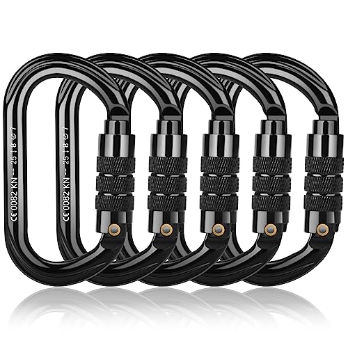 FVW CE Certified Auto Locking Climbing Carabiners, Professional 25KN (5620 lbs) Heavy Duty Caribeaners for Rappelling Swin...