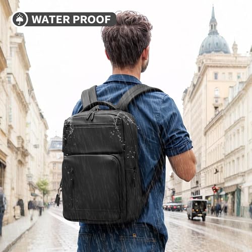 SUIKIHUM Waterproof Laptop Backpack for Men & Women, Flight Approved Anti-Theft Daypack with 15.6-inch Laptop Sleeve (Black)