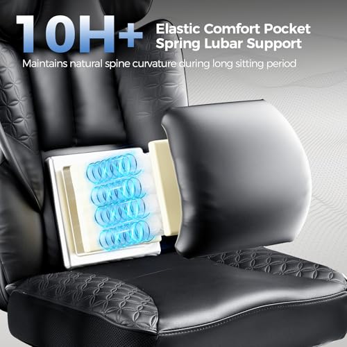 GTRACING Big and Tall Gaming Chair 400lbs Heavy Duty Office Chair with Foot Rest & Ergonomic Pocket Spring Lumbar Support,...