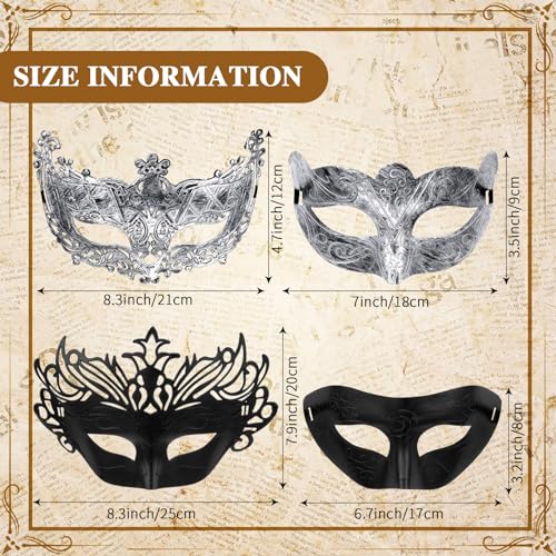 Jenaai 50 Pcs Couple Masquerade & Venetian Mardi Gras Halloween Carnival Mask for Women & Men Costume Ball Party