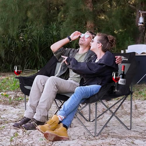 Bolosy 2 Person Camping Chair Camping Loveseat Oversized Double Folding Camping Chair Heavy Duty Two Person Camp Chair Lov...