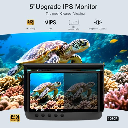 Underwater Fishing Camera Infrared Night Fishing Camera 5-inch HD Screen Equipped with 66-Foot About 20 Meters Cable 10000...