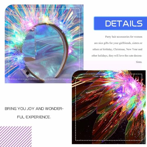 GENBREE Light Up Crown New Year Eve Headband Rave Hair Accessories Led Costume Headpiece for Women