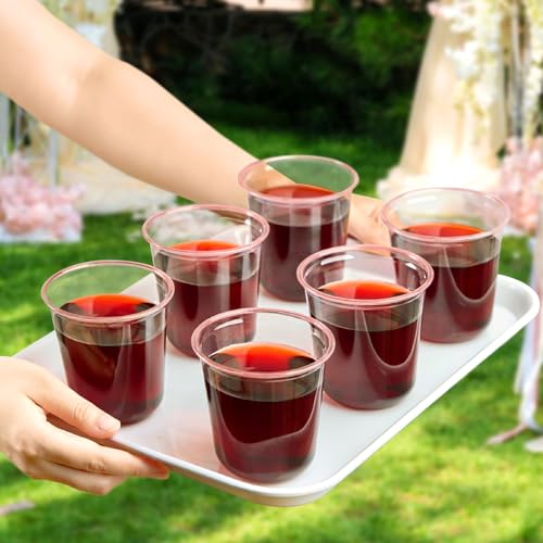 Jycnolm 50 Pcs Pink Plastic Cups, 12 Oz Disposable Stemless Wine Glasses Cocktail Pink Party Cups for Meeting, Wedding, Bi...