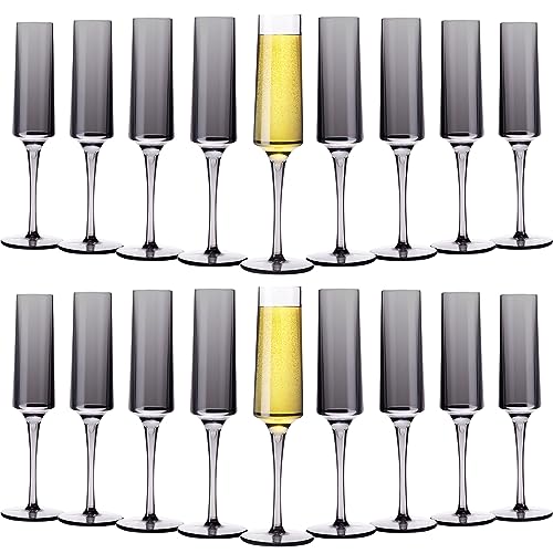 Nuenen 18 Pcs 5 oz Acrylic Stemmed Champagne Flutes Unbreakable Plastic Champagne Glasses Reusable Wine Toasting Goblets D...