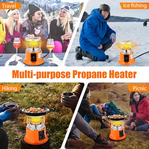Tujoe 2 in 1 Propane Heater Stove 6000 Btu Portable Outdoor Camping Heater Cooker Gas Stove with Hose and Pressure Reducin...