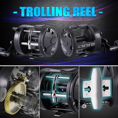 Sougayilang Fiberglass Fishing Pole Conventional Reel Combo with Durable P-Cork Rod Handle, Medium Heavy for Catfish Salmo...