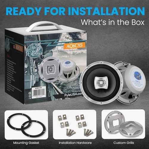 Pyle Lanzar 6.5 Inch Marine Speakers - 2 Way Water Resistant Audio Stereo Sound System with 400 Watt Power, Attachable Grills and Resin Treatment for Indoor and Outdoor Use - 1 Pair - AQ6CXS (Silver)