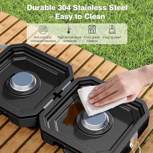 Camping Stove Portable Propane Camp Stove with Independently Adjustable Heat & Carry Bag, Foldable Gas Stove with 2 Burner...
