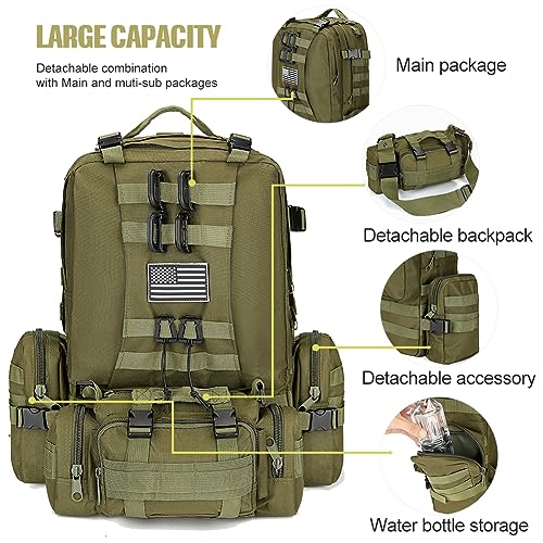 CALUOMATT Large Military Tactical Backpack for Men, 40-50L Backpacks for Women, Bug out Bag Army 3 Days Pack Bags Rucksack...