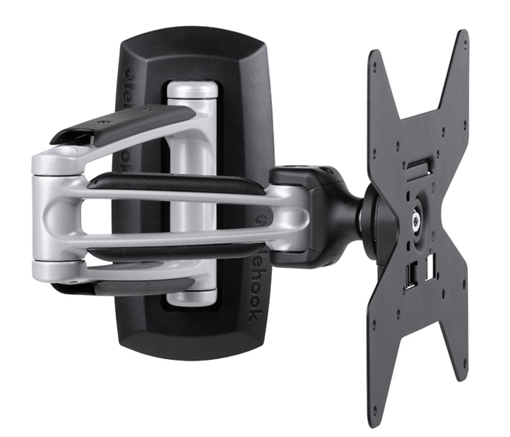 ATDEC TH-1040-VFM Full Motion Wall Mount with Full Range Smooth Glide Motion and 100x100/200x100/200x200 VESA Support, Silver
