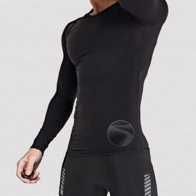 Men's Thermal Compression Shirt Fleece Lined Long Sleeve Athletic Base Layer Cold Weather Gear Workout Top