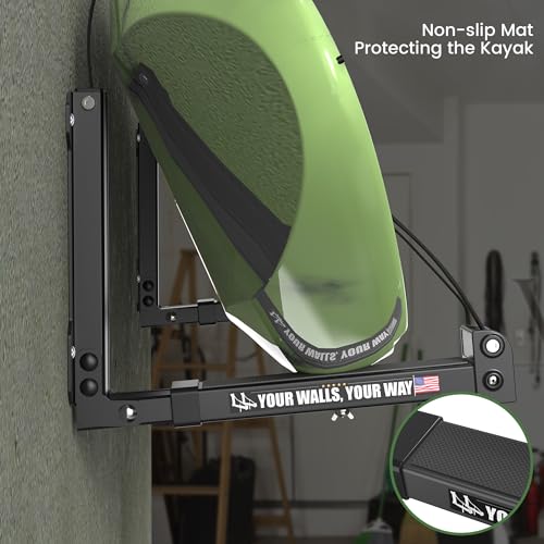 GanFindX Foldable Kayak Wall Rack | Heavy-Duty 9.5-13.8" Kayak Storage Rack Hanger & Plastic Buckle Straps, Indoor/Outdoor...
