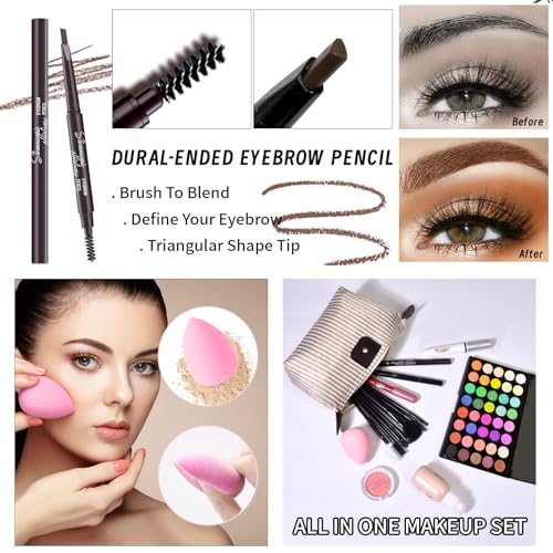 YBUETE Makeup Set Full Kit for Girls Teens Women, Makeup Present Set, Includes Eyeshadow, Foundation, Blusher, Eyebrow Pen...