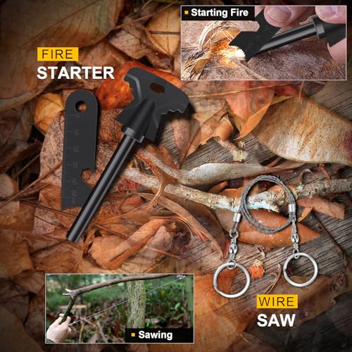 Gifts for Men Christmas 14-in-1 Survival Kit - Premium Outdoor Survival Gear Set with Tactical Tools/Fishing Essentials, P...