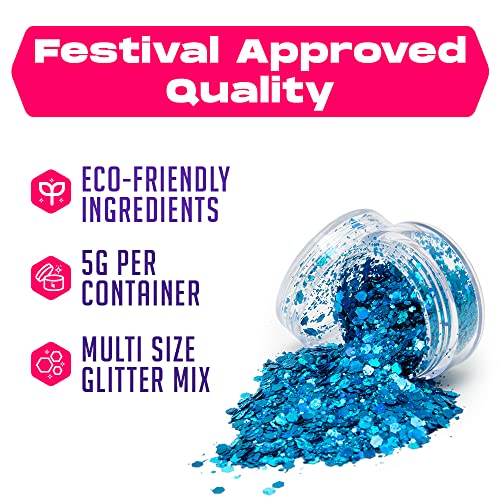 Blue Biodegradable Glitter Makeup | Plant Based, Eco Friendly, Hair Glitter, Face Glitter or Body Glitter | Cosplay EDM Mu...